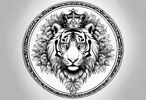 Tree of life with a tiger and a crown tattoo idea