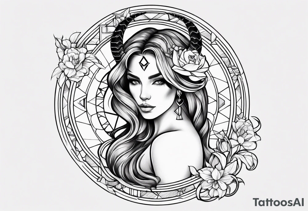 Feminine capricorn tattoo idea