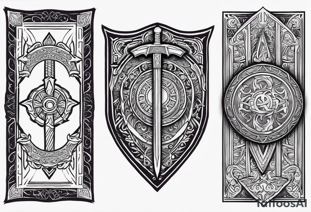Valhalla 
Sword shield gods tattoo idea