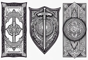 Valhalla 
Sword shield gods tattoo idea