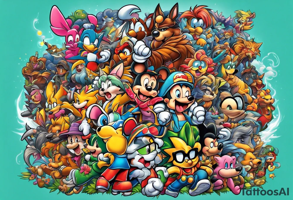 A montage of 80s cartoons together tattoo idea