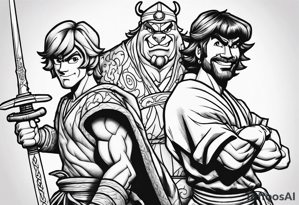 scooby doo and shaggy samurai tattoo idea