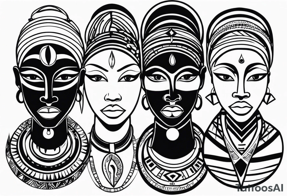african faces cultural tattoo idea