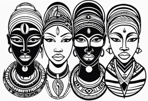 african faces cultural tattoo idea