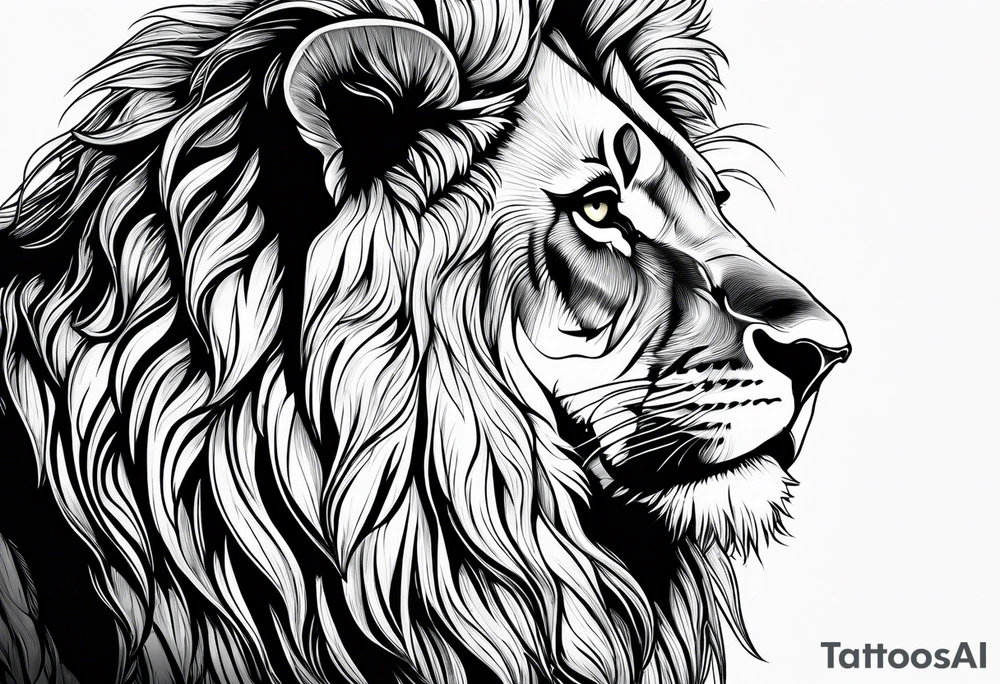 powerful majestic lion, close-up tattoo idea