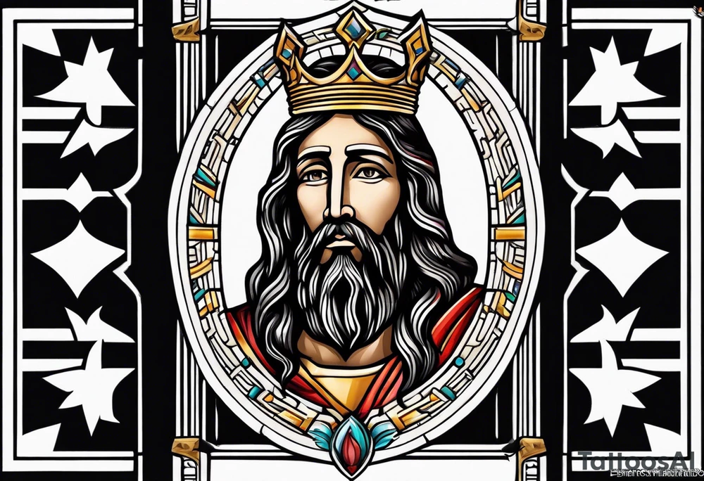 king jesus vintage design traditonal 
within boarder tattoo idea