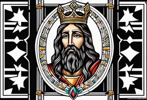 king jesus vintage design traditonal 
within boarder tattoo idea