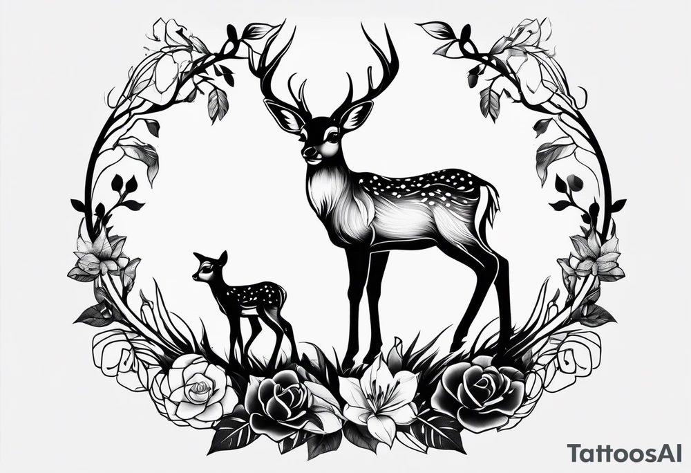 dark themed crying bambi fawn tattoo idea