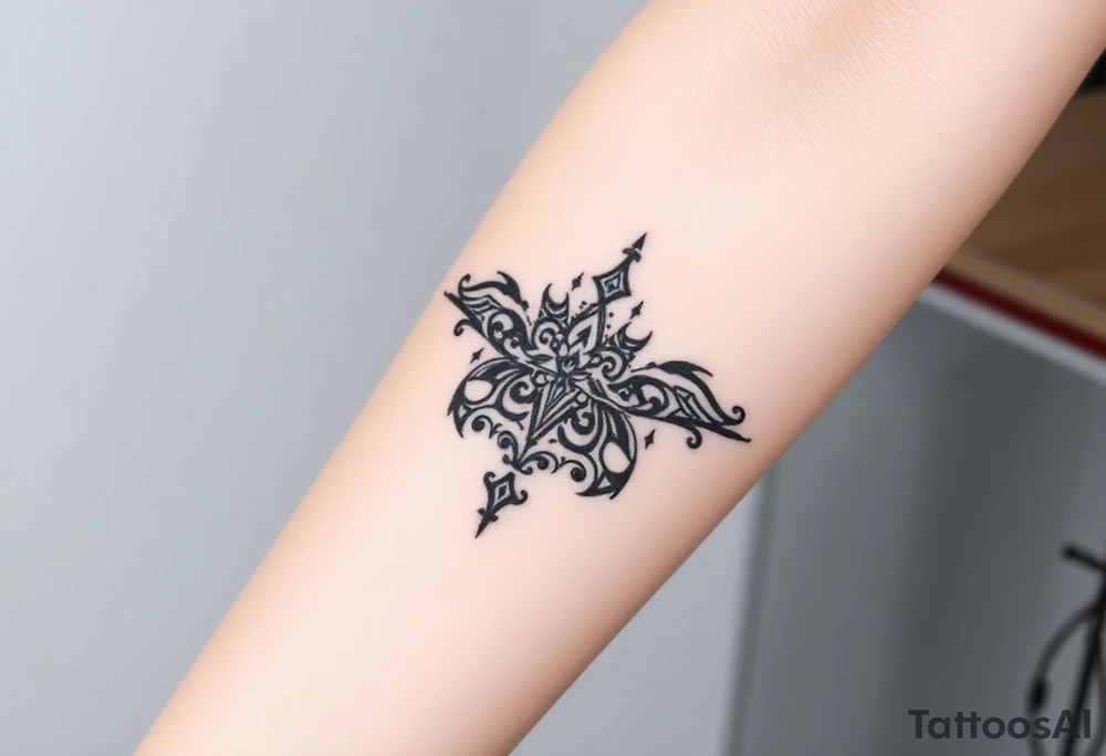 Anastacia in old English long beach California theme tattoo idea