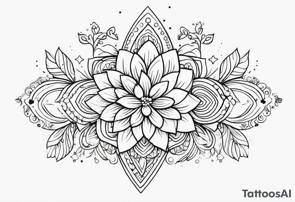 mexican fine line floral with stars, swirls, dots tattoo idea