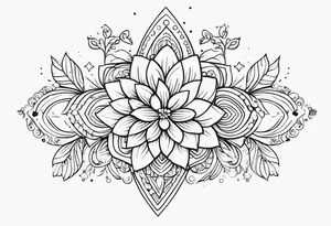 mexican fine line floral with stars, swirls, dots tattoo idea