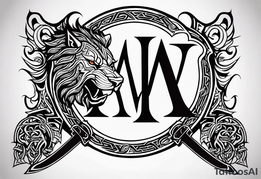 Valhalla sword shield dragon axe Valknut tribal lion tattoo idea Valhalla sword shield dragon axe Valknut tribal lion tattoo idea