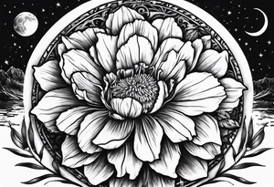 Moon and carnation sun tattoo idea