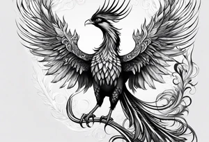 phoenix with extra long tail feathers and a long neck tattoo idea
