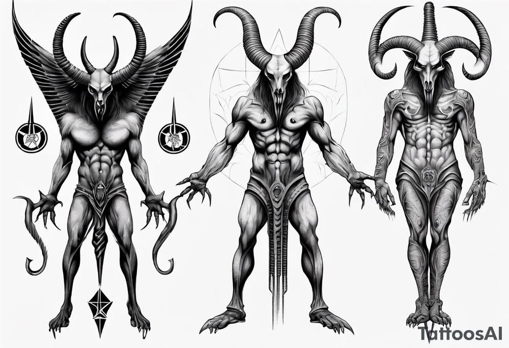 Baphomet standing full body tattoo idea