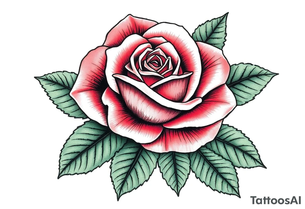 rose with parts of tiger incorporated through the leaves tattoo idea