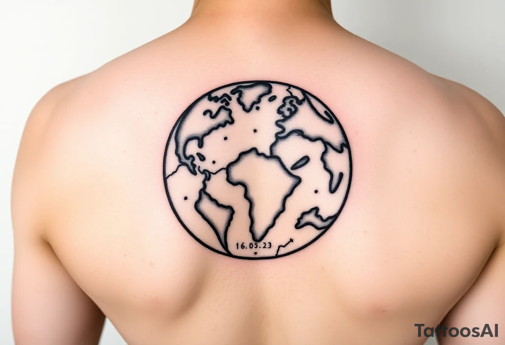 globe with Lilly’s World 16.05.23 tattoo idea