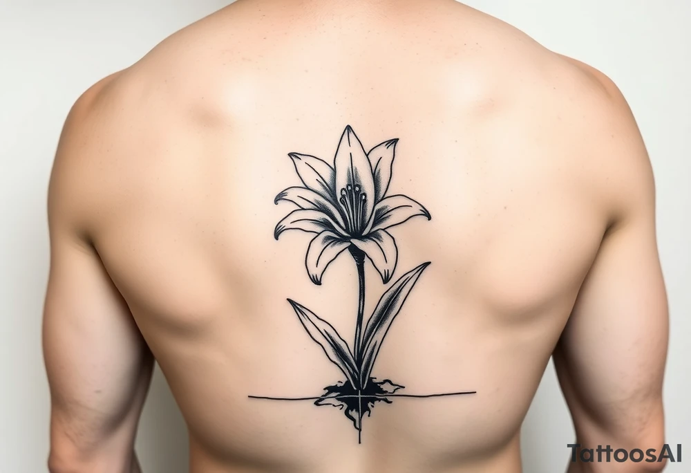 lily coming up out of the tile floor tattoo idea