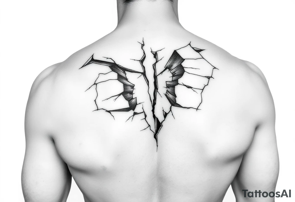 3d broken skin tattoo idea