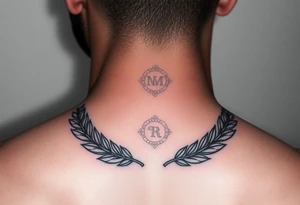tattoo on the neck in a darker style in addition to the collarbones of the Laurels Roman Victories tattoo idea