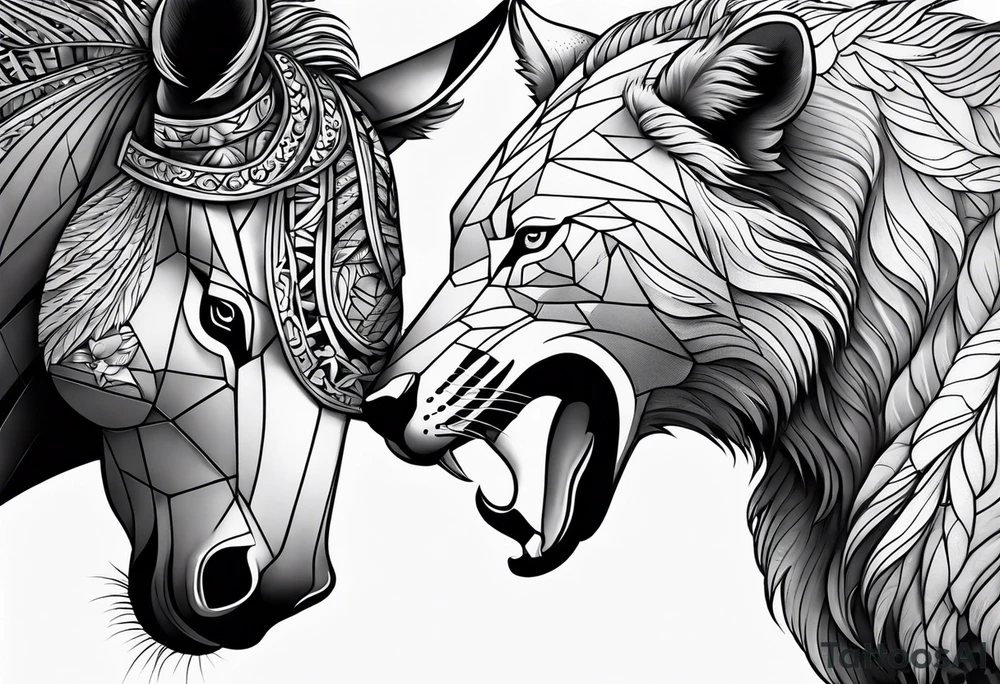 big back tattoo animal fight tattoo idea