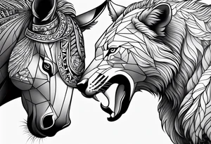big back tattoo animal fight tattoo idea