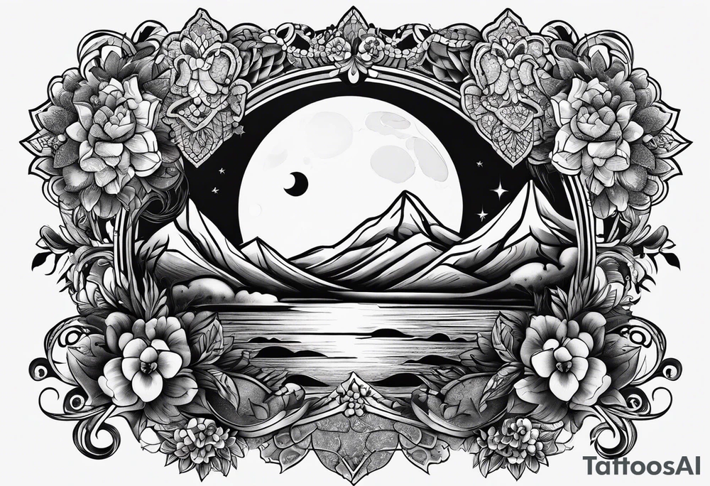 under boob  moon and lace tattoo idea