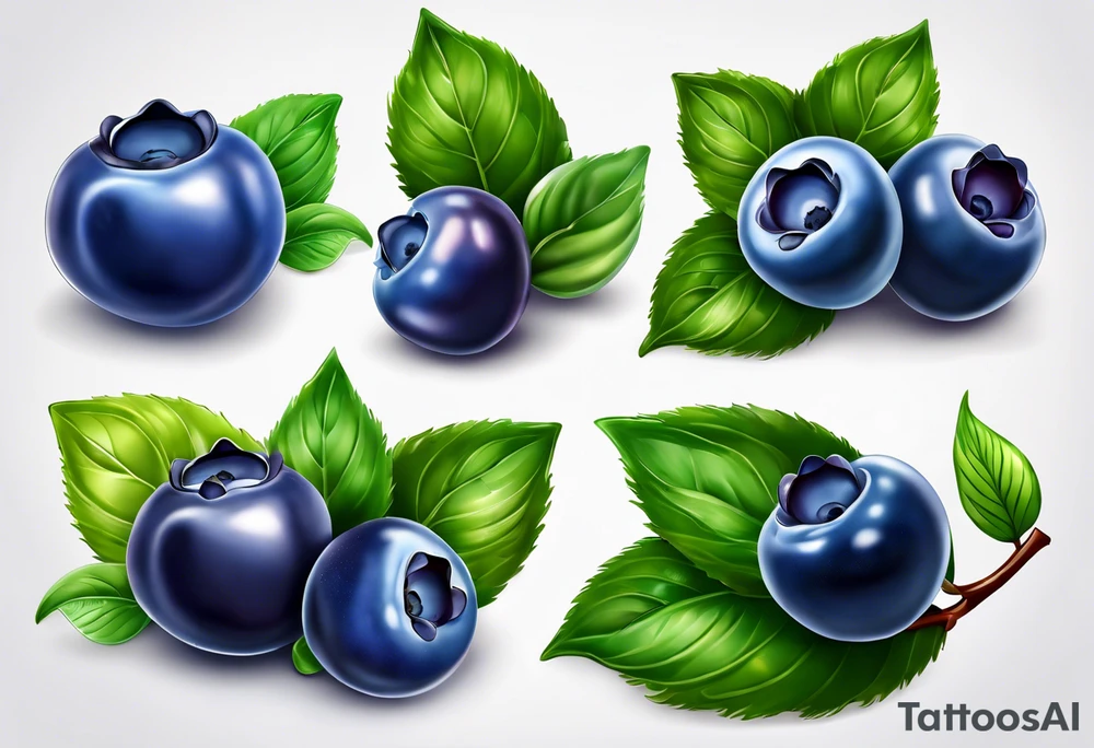 3 blueberries with a leaf tattoo idea