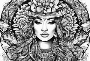 Mother ayahuasca with alocasia zebrina and fingerprint tattoo idea