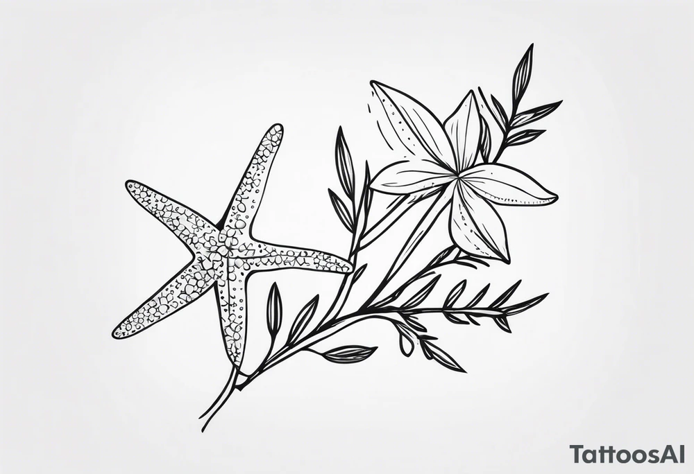Two different star fish on top of olive branch tattoo idea