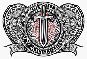 Valhalla viking shield hatchet sword tattoo idea