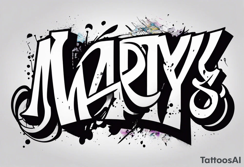 Grafitti text saying «marty S» tattoo idea