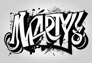 Grafitti text saying «marty S» tattoo idea