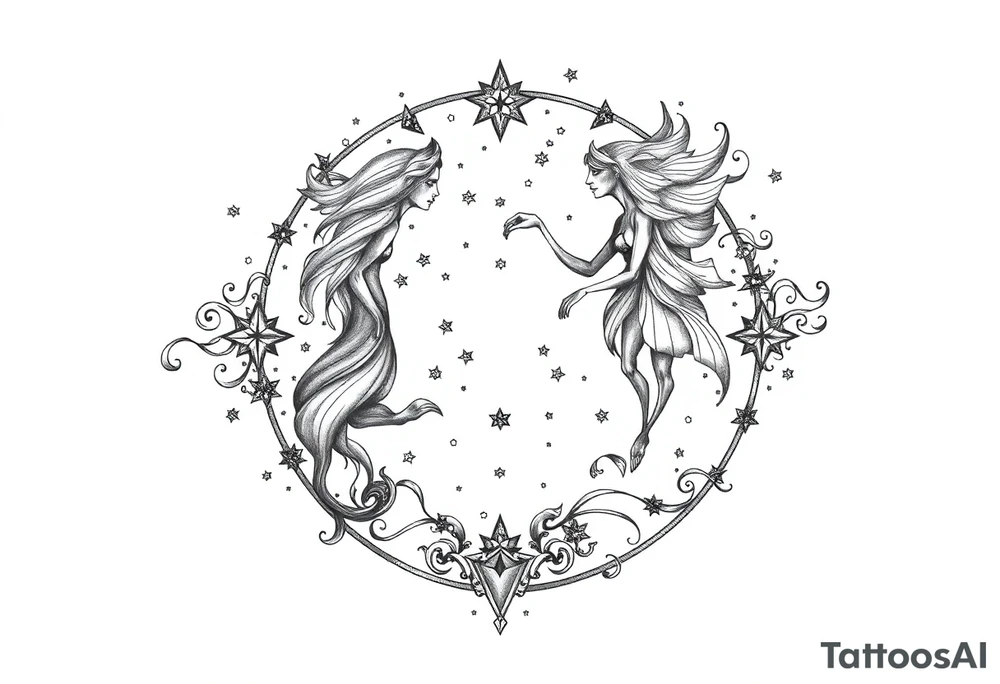 The constellation stars Gemini map 
and my name viola tattoo idea