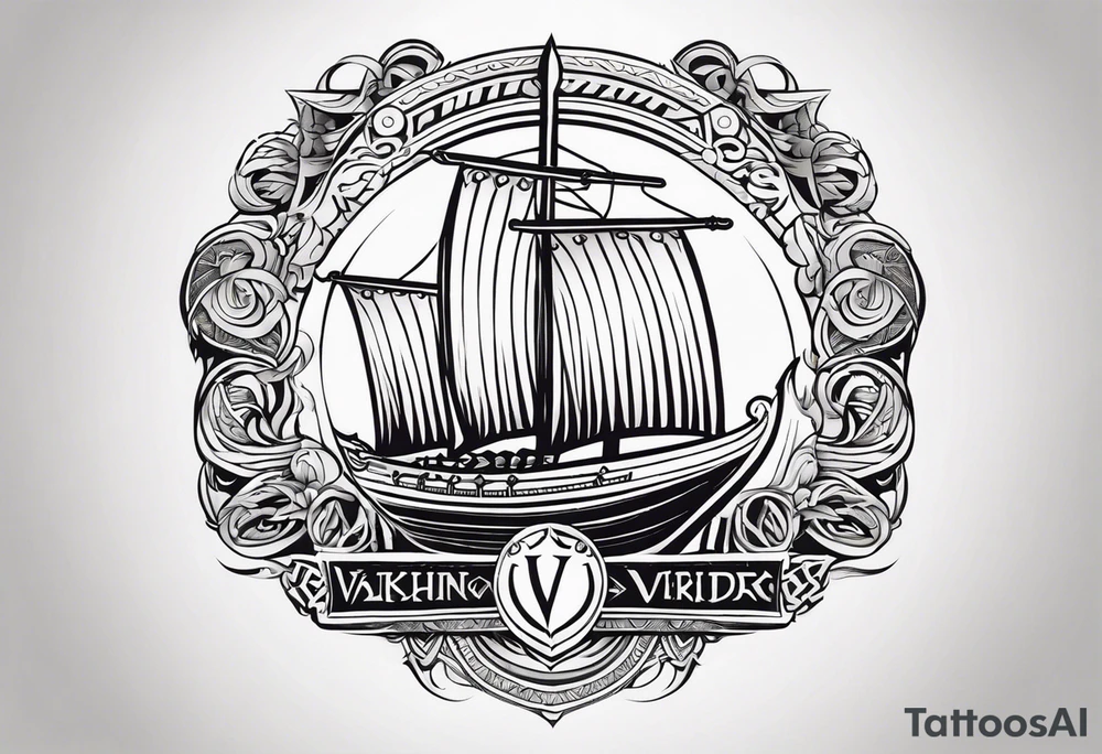 Valhalla sword shield viking ship tattoo idea