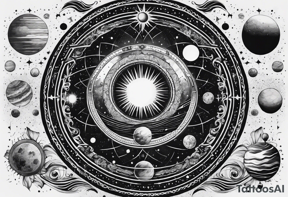 solar system spine tattoo idea
