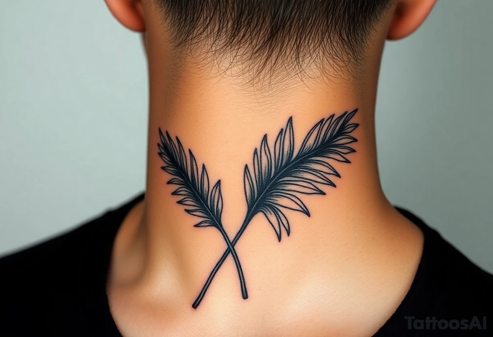 palm leaves neck tattoo tattoo idea