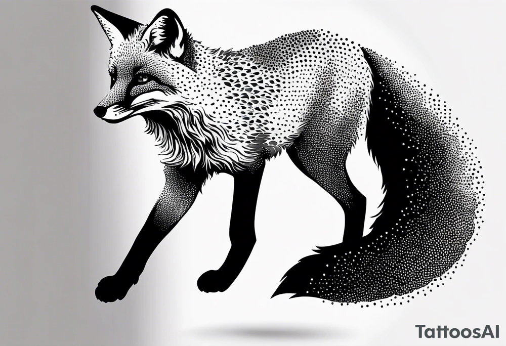 fox, realistic, on the move tattoo idea