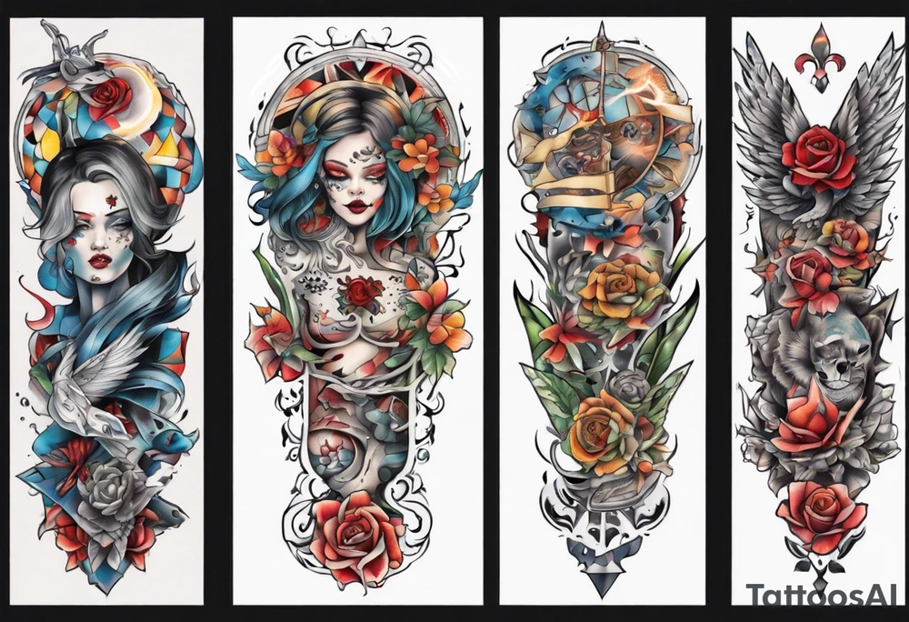 patchwork tattoo for full arms tattoo idea