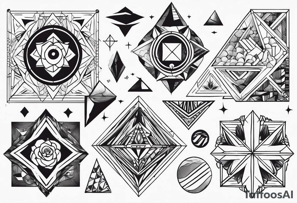 Variety of geometric shapes flash sheet tattoo idea