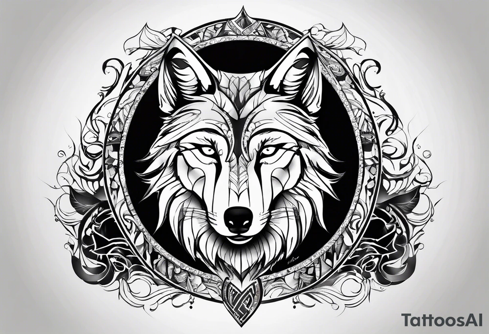 wolf with the letters SP on it tattoo idea
