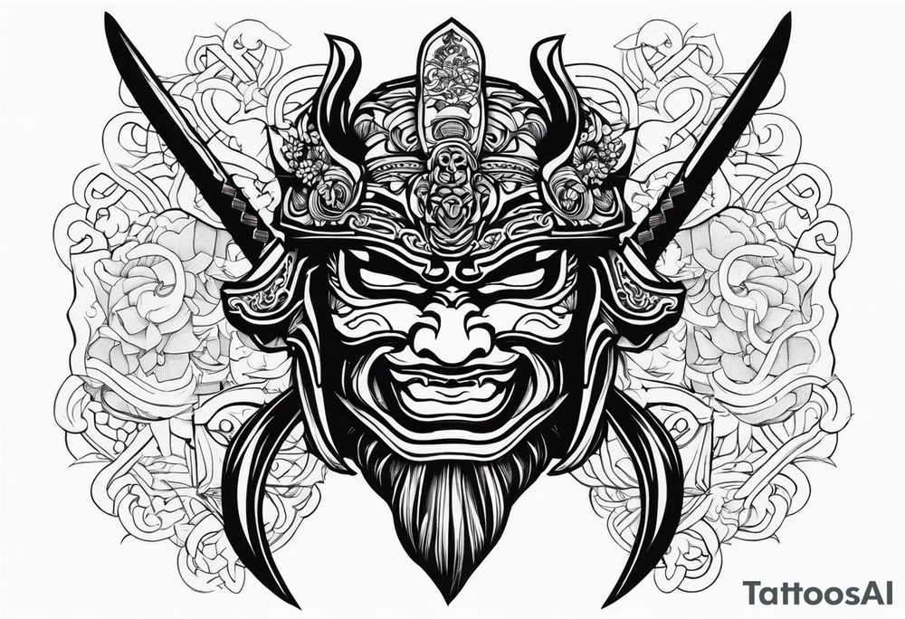 Japenese henya mask samurai tattoo idea