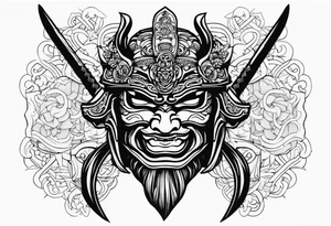 Japenese henya mask samurai tattoo idea