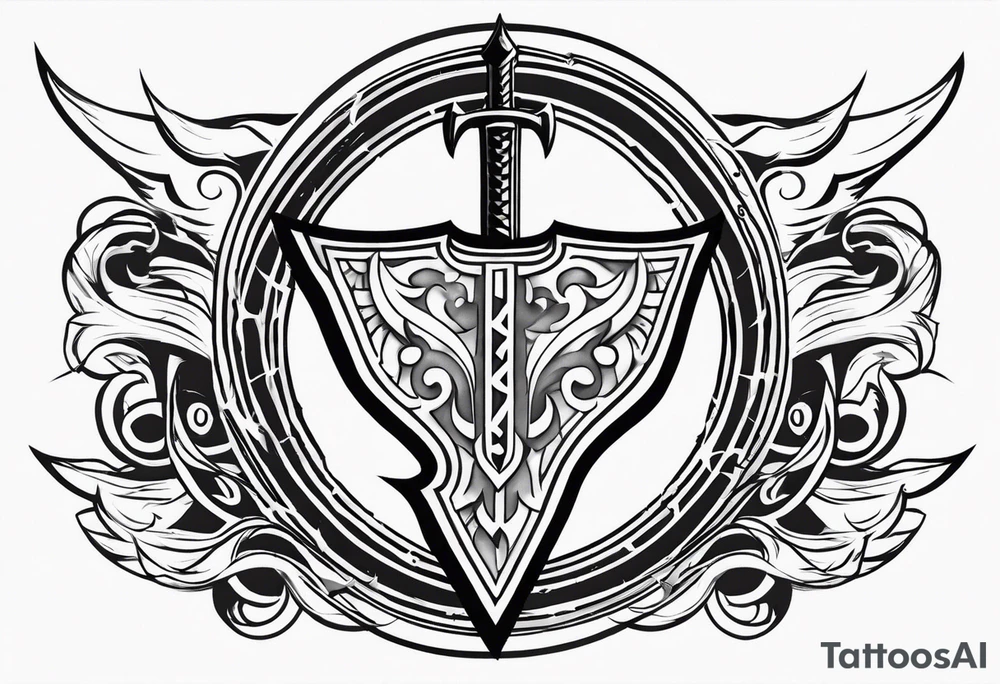 Valhalla sword shield lightning tattoo idea