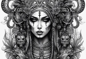 Mujer demonio calavera tattoo idea