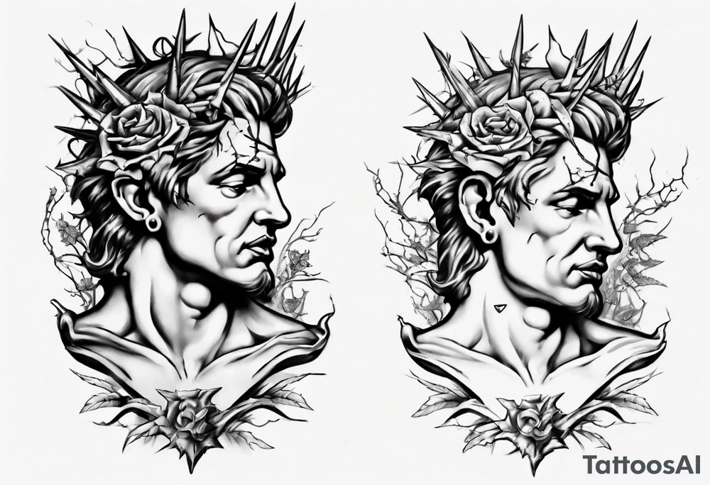 Bust of David with thorns tattoo idea