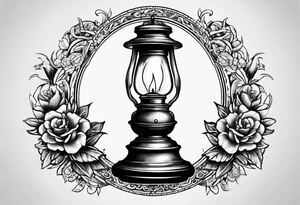 Oil lamp on tombstone tattoo idea
