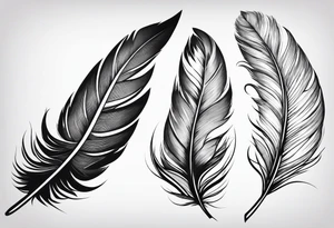 single feather for placement on inside are with birds flying out tattoo idea