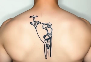 power lineman climbing a wooden 12kv pole tattoo idea