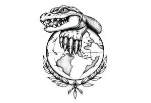 can you create a globe with laurel wreaths on the bottom and a gator above the glove tattoo idea